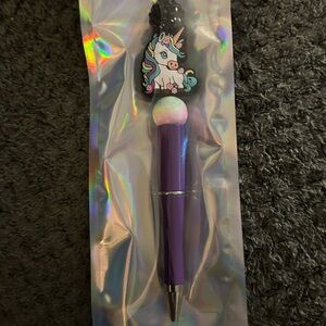 handcrafted Purple Unicorn Top Pen with Pastel beads